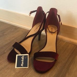 Maroon velvet heels